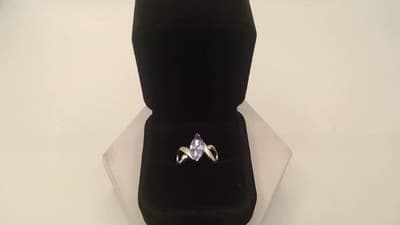 Purple Stone Lady's Silver & Stone Ring 925 Silver 3.04g Size:5 (GJE003549) - Thumbnail 2