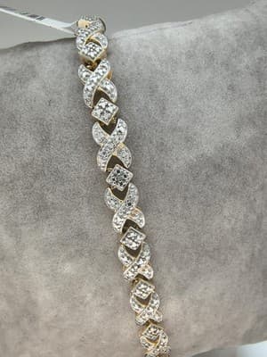 Silver-Diamond Bracelet 25 Diamonds .25 Carat T.W. 925 Silver 13.53g (GJE003727) - Thumbnail 2