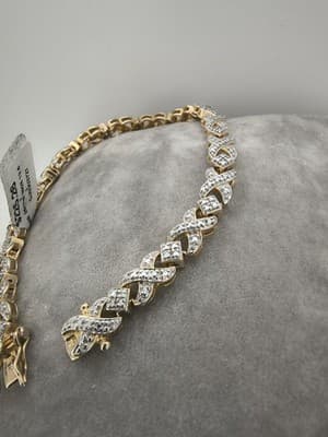 Silver-Diamond Bracelet 25 Diamonds .25 Carat T.W. 925 Silver 13.53g (GJE003727) - Thumbnail 9