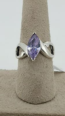 Purple Stone Lady's Silver & Stone Ring 925 Silver 3.04g Size:5 (GJE003549) - Thumbnail 8
