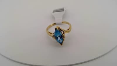 Blue Topaz Lady's Stone Ring 10K Yellow Gold 1.82g Size:6 (GJE000182) - Thumbnail 2