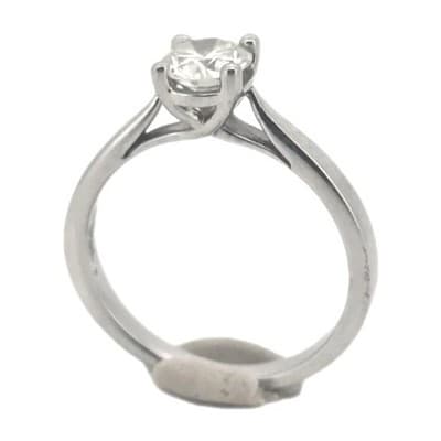 Round Solitaire Diamond Platinum Cathedral Engagement Ring, .70 CT, 5.08G. VS2 - Thumbnail 4