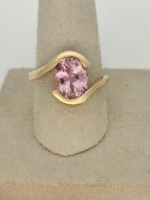GRAND JEWELERS Pink Tourmaline Lady's Stone Ring 14K Yellow Gold 5.1g (I-346) - Thumbnail 5
