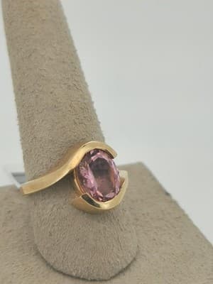 GRAND JEWELERS Pink Tourmaline Lady's Stone Ring 14K Yellow Gold 5.1g (I-346) - Thumbnail 10