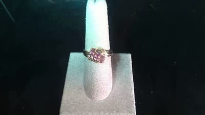 Synthetic Pink Tourmaline Lady's Stone & Diamond Ring 2 Diamonds .10 (GJE003499) - Thumbnail 4