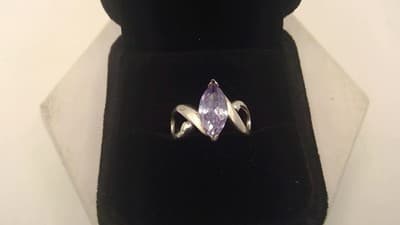 Purple Stone Lady's Silver & Stone Ring 925 Silver 3.04g Size:5 (GJE003549) - Image 1