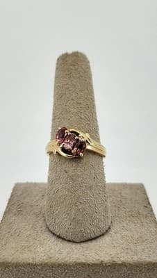 Synthetic Pink Tourmaline Lady's Stone & Diamond Ring 2 Diamonds .10 (GJE003499) - Image 1