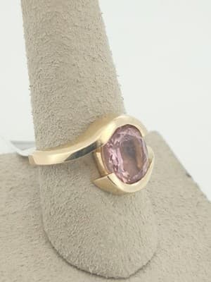 GRAND JEWELERS Pink Tourmaline Lady's Stone Ring 14K Yellow Gold 5.1g (I-346) - Thumbnail 2