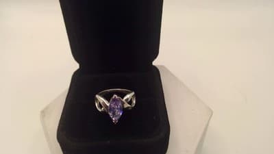 Purple Stone Lady's Silver & Stone Ring 925 Silver 3.04g Size:5 (GJE003549) - Thumbnail 5