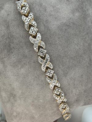 Silver-Diamond Bracelet 25 Diamonds .25 Carat T.W. 925 Silver 13.53g (GJE003727) - Thumbnail 3