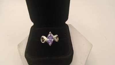 Purple Stone Lady's Silver & Stone Ring 925 Silver 3.04g Size:5 (GJE003549) - Thumbnail 6