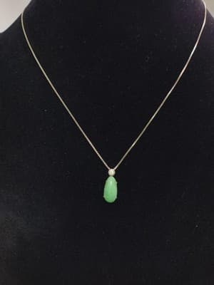Synthetic Jade Stone Necklace 925 Silver 3.14g (GJE003729) - Thumbnail 4