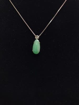 Synthetic Jade Stone Necklace 925 Silver 3.14g (GJE003729) - Image 1