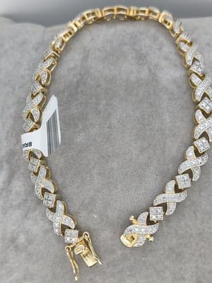 Silver-Diamond Bracelet 25 Diamonds .25 Carat T.W. 925 Silver 13.53g (GJE003727) - Thumbnail 5