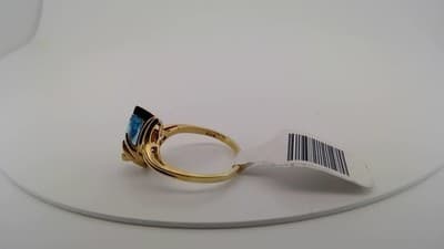Blue Topaz Lady's Stone Ring 10K Yellow Gold 1.82g Size:6 (GJE000182) - Thumbnail 4