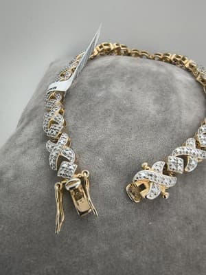 Silver-Diamond Bracelet 25 Diamonds .25 Carat T.W. 925 Silver 13.53g (GJE003727) - Thumbnail 8