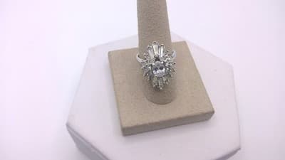 Synthetic Quartz Lady's Stone Ring Silver Stainless 6g (I-173) - Thumbnail 2