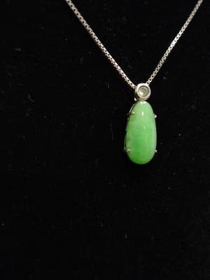 Synthetic Jade Stone Necklace 925 Silver 3.14g (GJE003729) - Thumbnail 8