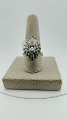 Synthetic Quartz Lady's Stone Ring Silver Stainless 6g (I-173) - Thumbnail 4
