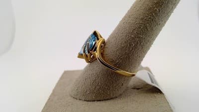 Blue Topaz Lady's Stone Ring 10K Yellow Gold 1.82g Size:6 (GJE000182) - Thumbnail 11