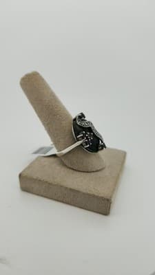 Black Stone Unisex Silver & Stone Ring 925 Silver 7.09g Size:6.5 (GJE003576) - Thumbnail 9