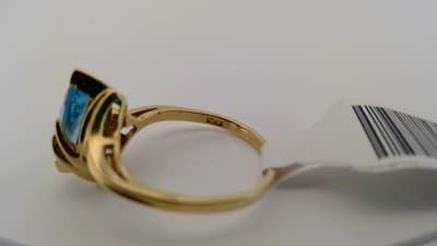Blue Topaz Lady's Stone Ring 10K Yellow Gold 1.82g Size:6 (GJE000182) - Thumbnail 8