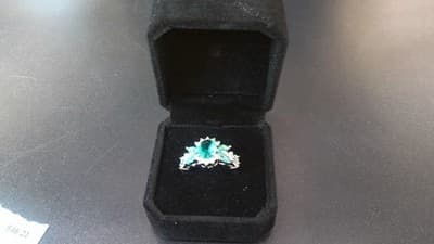 Teal Stone Lady's Silver & Stone Ring 925 Silver 4g Size:7 (GJE000114) - Image 1