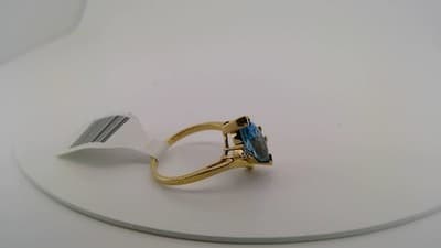 Blue Topaz Lady's Stone Ring 10K Yellow Gold 1.82g Size:6 (GJE000182) - Thumbnail 3