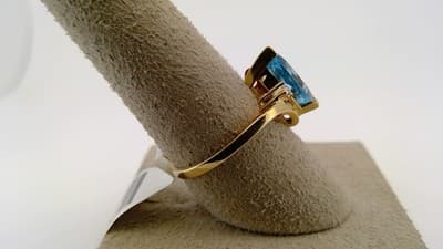 Blue Topaz Lady's Stone Ring 10K Yellow Gold 1.82g Size:6 (GJE000182) - Thumbnail 10