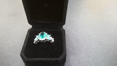 Teal Stone Lady's Silver & Stone Ring 925 Silver 4g Size:7 (GJE000114) - Thumbnail 4