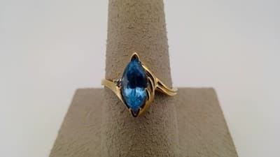 Blue Topaz Lady's Stone Ring 10K Yellow Gold 1.82g Size:6 (GJE000182) - Image 1