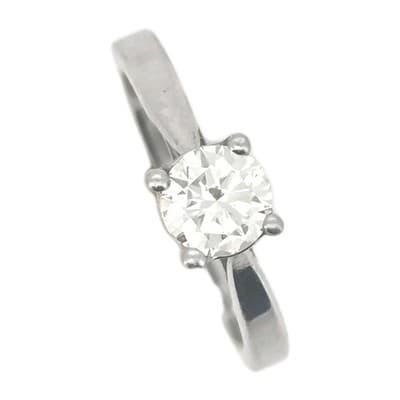 Round Solitaire Diamond Platinum Cathedral Engagement Ring, .70 CT, 5.08G. VS2 - Thumbnail 3