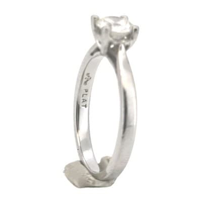 Round Solitaire Diamond Platinum Cathedral Engagement Ring, .70 CT, 5.08G. VS2 - Thumbnail 8