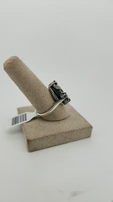 Black Stone Unisex Silver & Stone Ring 925 Silver 7.09g Size:6.5 (GJE003576) - Thumbnail 8