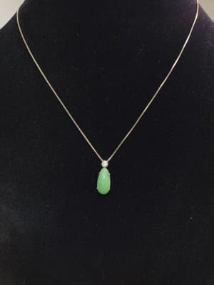 Synthetic Jade Stone Necklace 925 Silver 3.14g (GJE003729) - Thumbnail 5