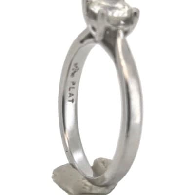 Round Solitaire Diamond Platinum Cathedral Engagement Ring, .70 CT, 5.08G. VS2 - Thumbnail 6