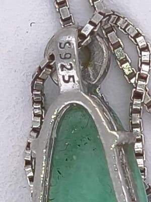 Synthetic Jade Stone Necklace 925 Silver 3.14g (GJE003729) - Thumbnail 12