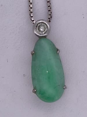 Synthetic Jade Stone Necklace 925 Silver 3.14g (GJE003729) - Thumbnail 9