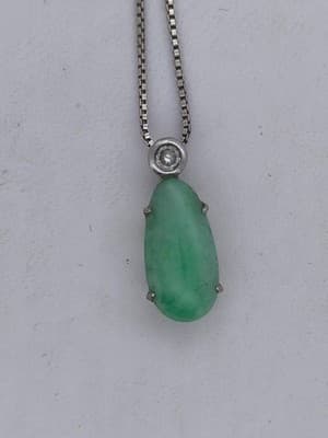 Synthetic Jade Stone Necklace 925 Silver 3.14g (GJE003729) - Thumbnail 10