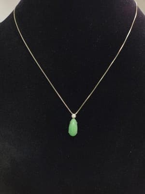 Synthetic Jade Stone Necklace 925 Silver 3.14g (GJE003729) - Thumbnail 3