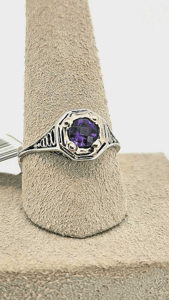 Amethyst Lady's Stone Ring 18K White Gold 2.17g Size:6.5 (GJE000170) - Image 1