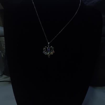 Purple Stone Stone Necklace 925 Silver 7.41g (GJE003721) - Thumbnail 5