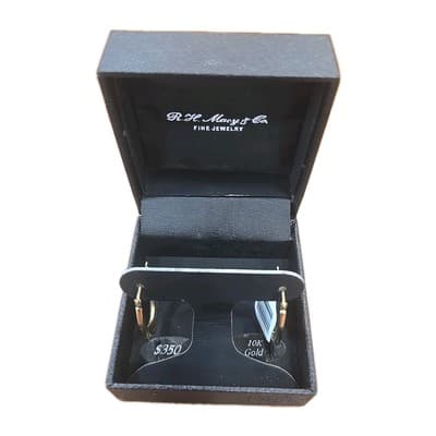 NEW Macy's Oval Hoop Earrings 10K Yellow Gold Grand Jewelers Exchange -GJE000835 - Image 1