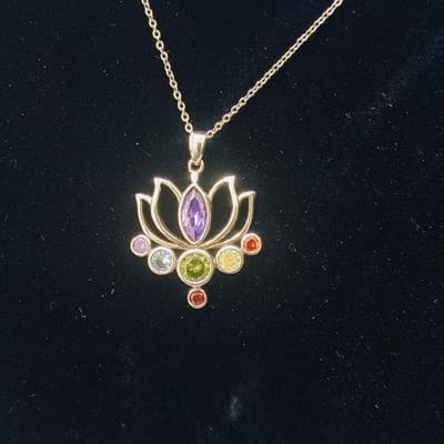 Purple Stone Stone Necklace 925 Silver 7.41g (GJE003721) - Thumbnail 3