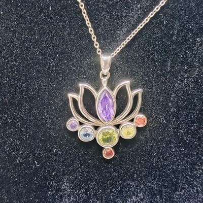 Purple Stone Stone Necklace 925 Silver 7.41g (GJE003721) - Image 1