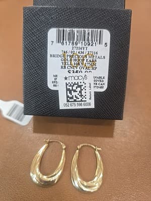 NEW Macy's Oval Hoop Earrings 10K Yellow Gold Grand Jewelers Exchange -GJE000835 - Thumbnail 2