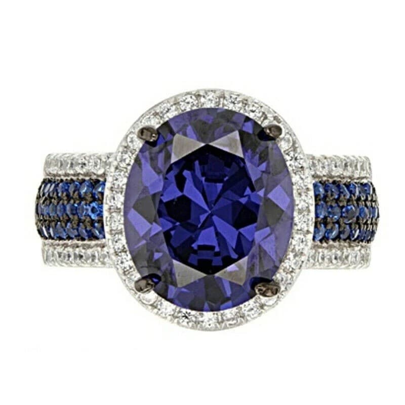 Blue Sapphire Women ring 925 Silver with Gifts Rings Sz 7.5 - Thumbnail 6