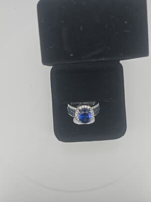 Blue Sapphire Women ring 925 Silver with Gifts Rings Sz 7.5 - Thumbnail 8