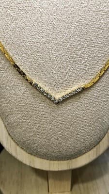 Synthetic Cubic Zirconia Stone Necklace Yellow Gold Electroplate 7.0 (GJE003722) - Thumbnail 3