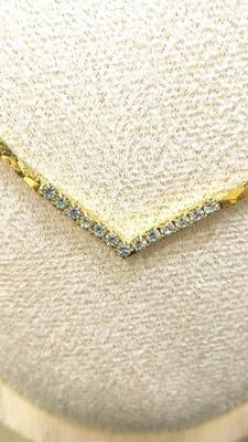 Synthetic Cubic Zirconia Stone Necklace Yellow Gold Electroplate 7.0 (GJE003722) - Thumbnail 4